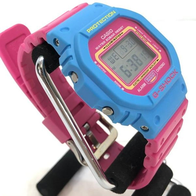 【美品】G-SHOCK DW-5600TB-4BJF THROWBACK1983 CASIO DW-5600TB-4BJF G-SHOCK THROW BACK Pink Light Blue