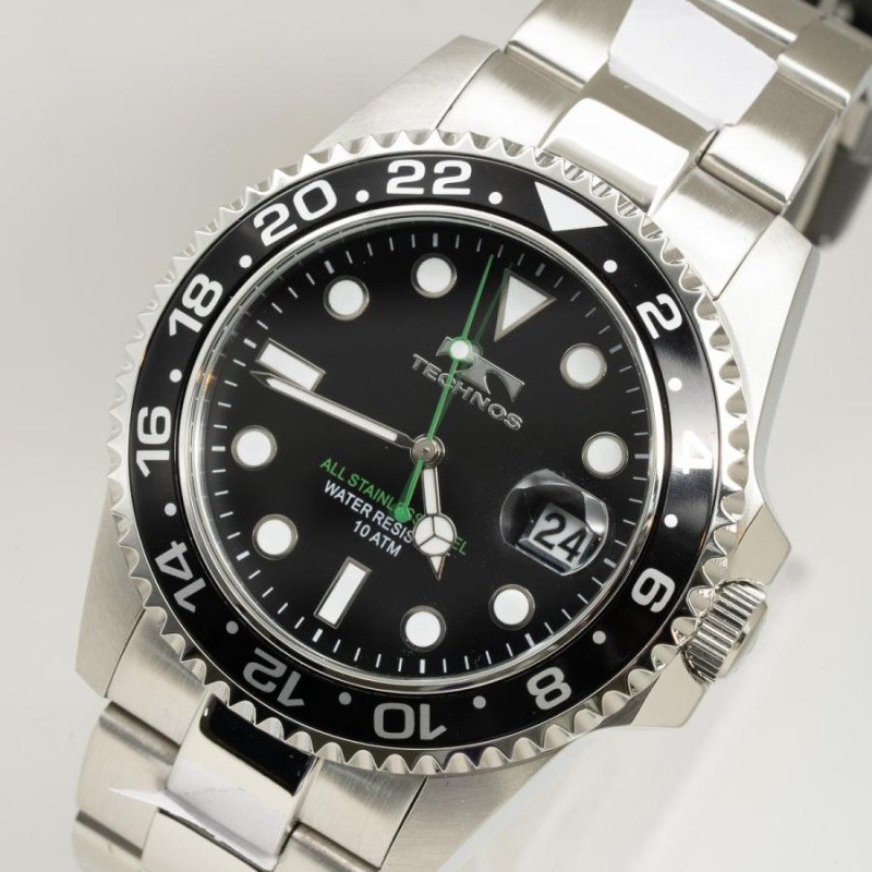 質イコー [テクノス] TECHNOS 腕時計 TSM412SB GMTマスタータイプ 黒ベゼル 緑針 クオーツ メンズ 未使用品 |  LINEショッピング
