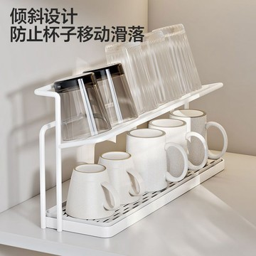 臺灣/✨收納架 收納盒 置物架杯架廚房檯面分層杯具置物架保溫瓶茶杯咖啡收納架雙層瀝水托盤架