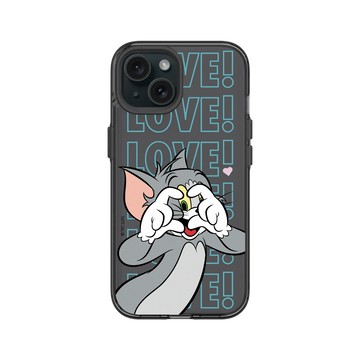 iPhone 15 Clear 酷墨灰 - 湯姆貓與傑利鼠 Tom and Jerry - 湯姆貓愛心
