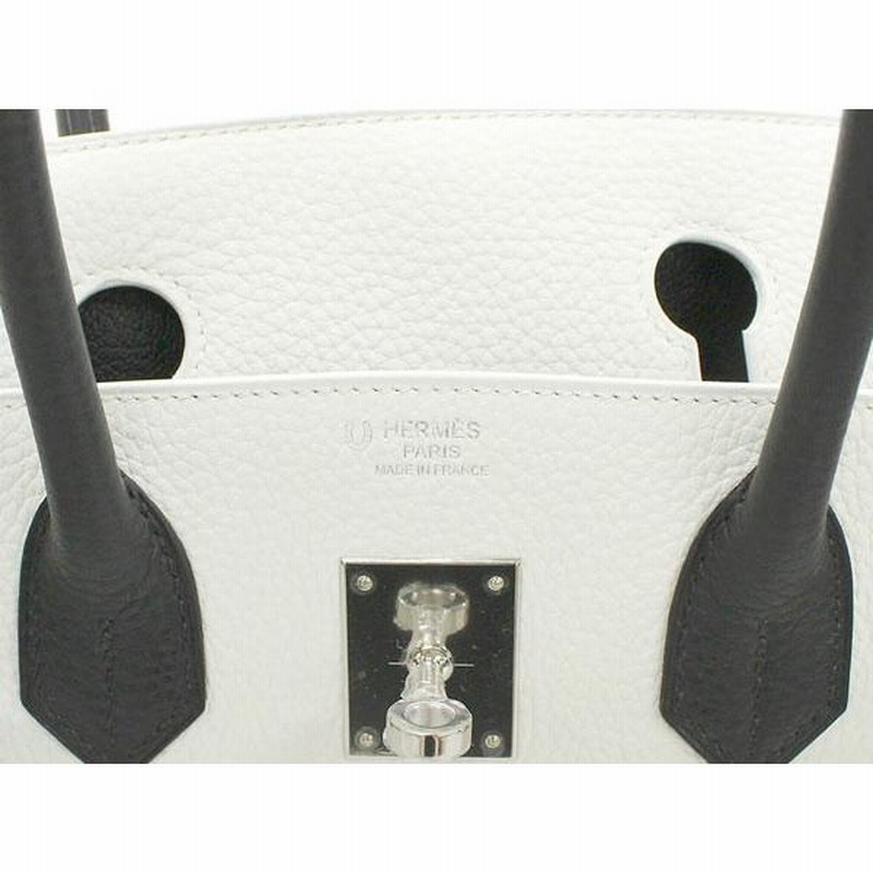 エルメス バーキン30 cm ハンドバッグ ホワイト×ブラック