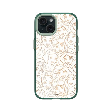 iPhone 15 Clear 憂墨綠 - 迪士尼-公主系列 Disney Princess - Pattern系列-迪士尼公主 線稿