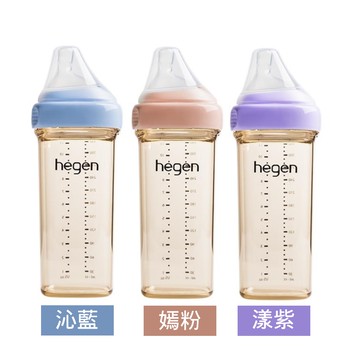 【hegen】金色奇蹟PPSU多功能方圓型寬口奶瓶 330ml (沁藍/嫣粉/漾紫)