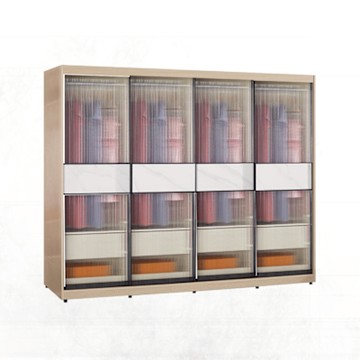 文創集 維爾泰8.1尺鋁框玻璃岩板衣櫃(吊衣桿x4＋四抽屜)-242x60x196cm免組