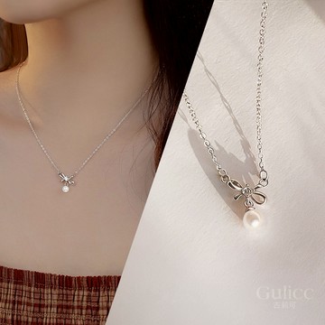 〔快速出貨〕【Golicc】項鍊 簡約氣質小蝴蝶結珍珠項鍊