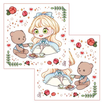 Tea time Girl - 2種混搭可愛貼紙 (haeparine) 人物貼紙