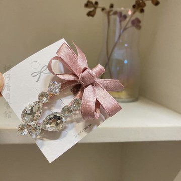 🔥2件9折🍊臺北出貨🍊可開發票韓國東大門進口張元英同款絲帶蝴蝶結鑽鑽裝飾髮夾ins甜美鴨嘴夾