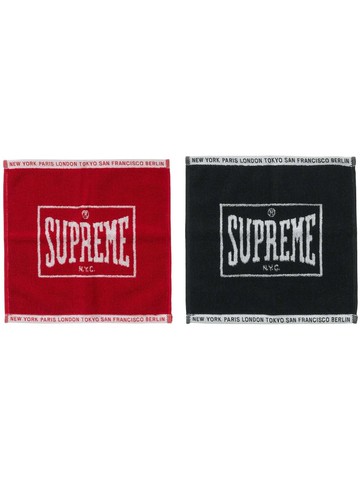 Supreme - mini square towels (set of two) - unisex - Cotton - One Size - Red
