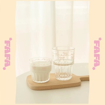 隔日到貨｜耐熱玻璃蝴蝶結水杯 冷飲咖啡杯 牛奶飲料杯 創意玻璃水杯 陶瓷飲料杯 限量現貨｜FAFA 發發家居 台灣