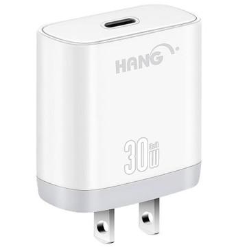 HANG 30W 第三代氮化鎵GaN 快速充電器白+NEXSON 蘋果認證 Type-C to Lightning PD閃充線-紅色