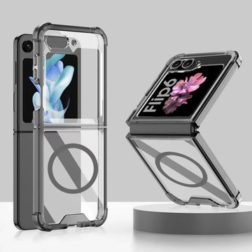Z Flip8 / 7 / 6  系列殼 【ACE_CASE】SAMSUNG Galaxy Z Flip7博洋磁吸 四角氣囊 透明PC背蓋+矽膠軟邊框手機殼保護殼保護套