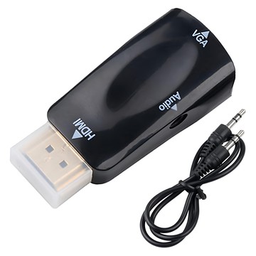 UniSync HDMI公轉VGA母 3.5mm高畫質影像鍍金轉接頭  支援3.5mm音源輸出  最高支援1080P  ZT02XBK01HV1P  1組