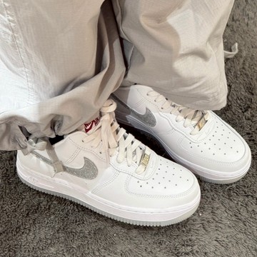 S.G NIKE AIR FORCE 1 AF1 休閒鞋 HQ3461-191 白銀 銀灰 滿天星 閃 女鞋