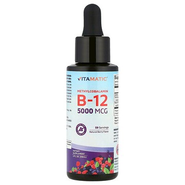 Vitamatic, 甲鈷胺 B12，天然漿果味，5000 微克，2 液量盎司（59 毫升）