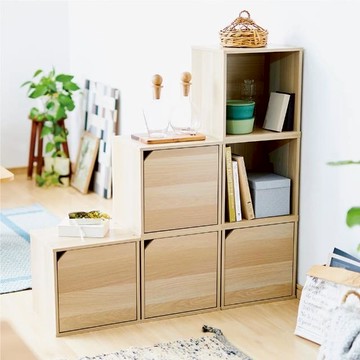 IRIS OHYAMA 立方體附門木質收納櫃 CQB-35D(矮櫃/邊桌/展示櫃/書櫃/置物櫃/床頭櫃)