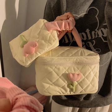 免運🔮新款可愛少女手提化妝包女便攜式大容量收納包洗漱旅行收納袋防水收納包 洗漱包 大容量化妝包 化妝袋 分層化妝包