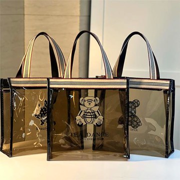 新款韓版加厚透明防水手提洗漱包化妝包旅行沙灘沐浴洗澡手拎女包