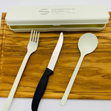 蓋瑞廚物【SANELLI 義大利製 SUPRA 番茄餐刀露營筷子湯匙隨身收納組 11cm】番茄刀 麵包刀 野餐 露營