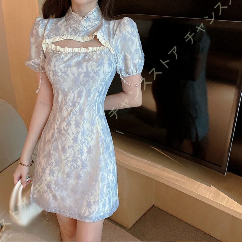 ワンピース レディース 改良チーパオ チャイナドレス チャイナ服 ショートワンピース ドレス Aライン 立ち襟 パーティー結婚式 中国風 中華風 民族風 通販 Lineポイント最大0 5 Get Lineショッピング