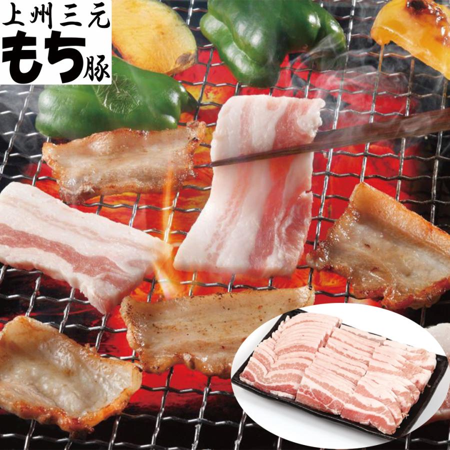 群馬 上州三元もち豚 焼肉用バラ600g 