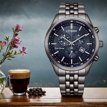 CITIZEN 星辰 亞洲限定款 海軍藍 光動能三眼計時手錶 新年開運 送禮推薦-42mm AT2577-57L