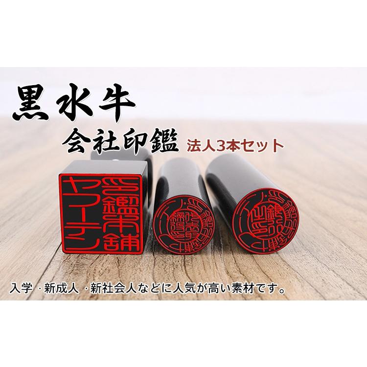 印鑑 法人セット 個人事業主 法人黒水牛印鑑3本セット 法人代表印[寸胴]18.0mm 銀行印[寸胴]16.5mm 天角21.0mmセット 高級法人印鑑ケース付き あすつく 即日出荷