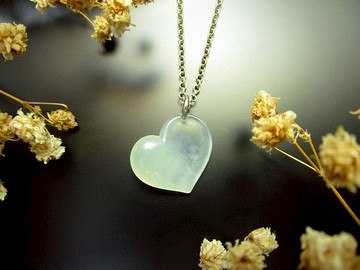 簡潔設計 玉墜 傾心 岫玉+925銀圈/簡單好搭配雙面