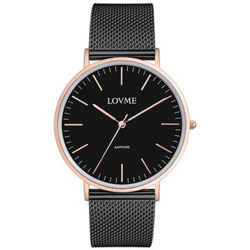 LOVME 城市簡約風手錶-IP玫x黑帶/41mm