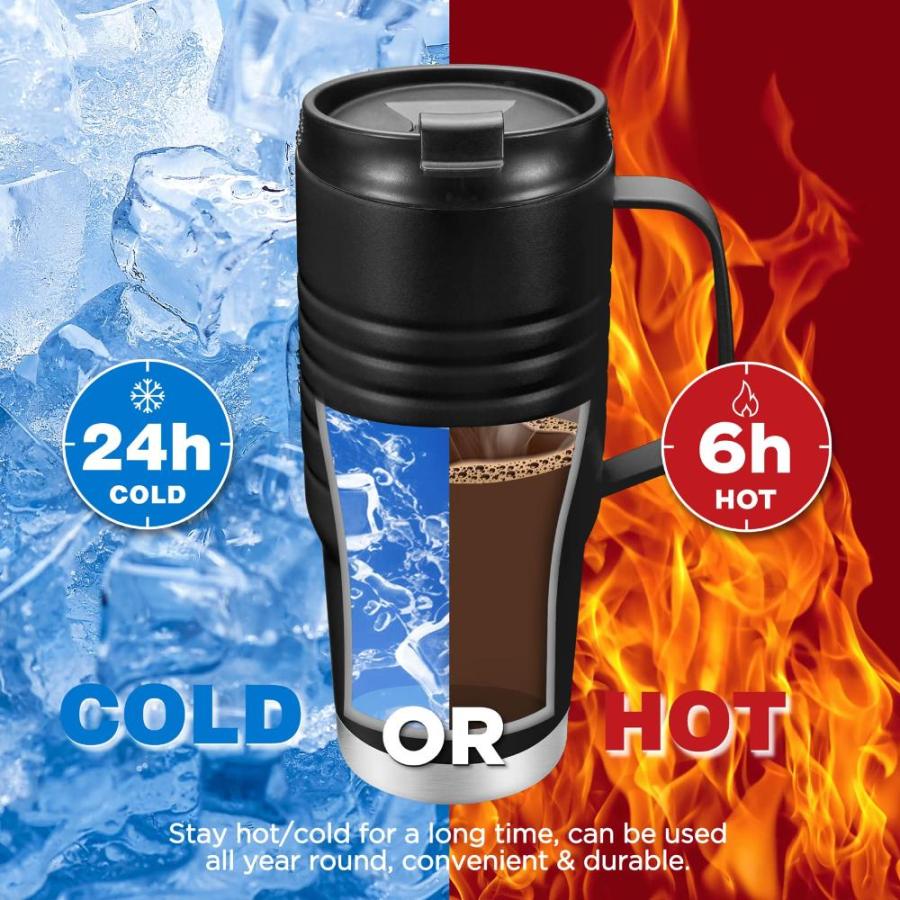 HAUSHOF 24 oz Travel Mug with Handle, Stainless Steel Vacuum Insulated Coff