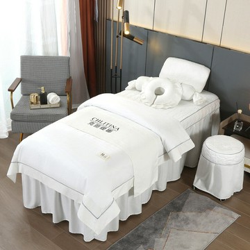 新款高檔美容床罩高級感四件套全棉美容院理療館按摩logo印制批發