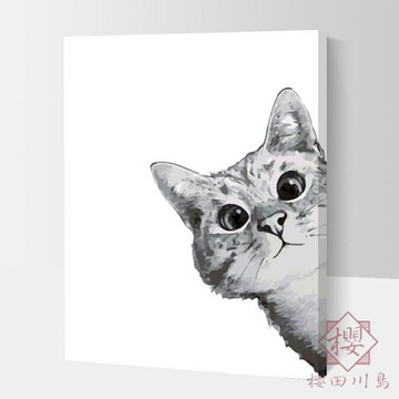 diy數字油畫風景動物裝飾畫手繪油彩畫大幅抽象【櫻田川島】