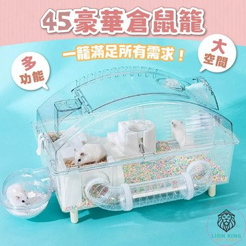 【獅子王寵物】🦁45豪華倉鼠籠 透明水晶籠 倉鼠別墅 倉鼠豪宅 倉鼠飼養箱 倉鼠景觀別墅 四季通用 B089