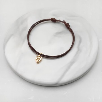 蠟線手環 小葉子 素色簡約 蠟繩細線