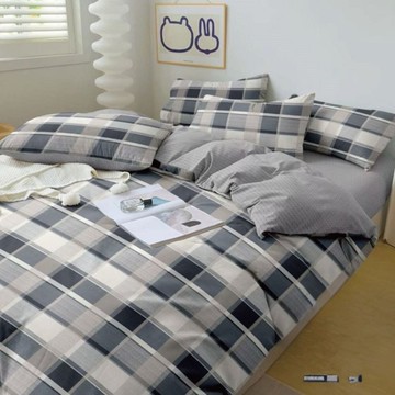 經典格紋 台灣製 舒柔棉 單人/雙人/加大 薄床包被套組