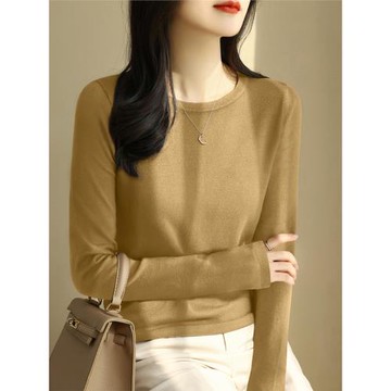 圓領寬松長袖針織打底衫毛衣女秋冬2025新品高級別致絕美內搭上衣