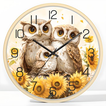 Marchenmond 貓頭鷹靜音掛鐘 30.5公分 Best05  米黃色