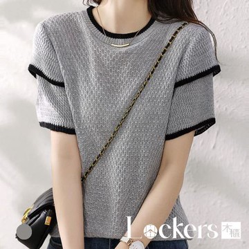 【Lockers 木櫃】夏季高級感雙層拼接針織上衣 L112071003
