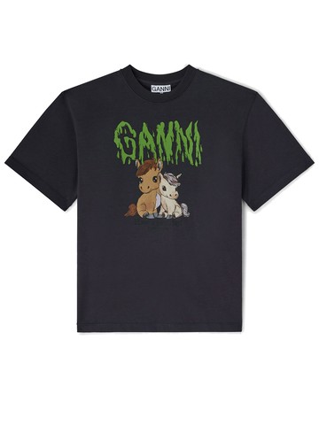 ganni cotton graphic t-shirt
