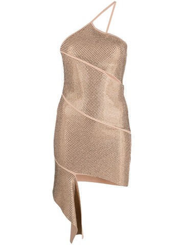ANDREĀDAMO - one-shoulder bodycon mini-dress - women - Viscose/Polyester - M - Neutrals
