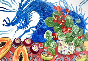 靜物與旱金蓮 畫布上原創油畫野獸派藝術馬蒂斯