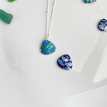 琺瑯葉子 - 純銀項鍊 葉片
