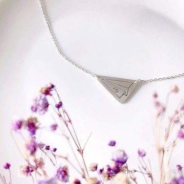 紙飛機 - 純銀項鍊 手鏈 三角形 手工 刻字