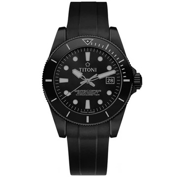 TITONI梅花錶 海洋探索 SEASCOPER 300 限量DLC 天文台 陶瓷圈機械套錶 42mm/83300B-BK-R-716