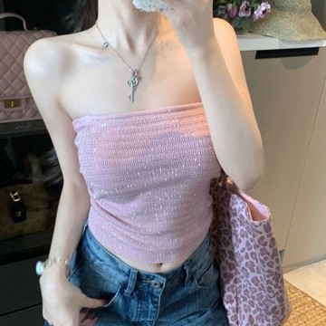 𝒉𝒆𝒓𝒎𝒐𝒔𝒐防滑♡太美閃鑽平口抹胸背心#5540