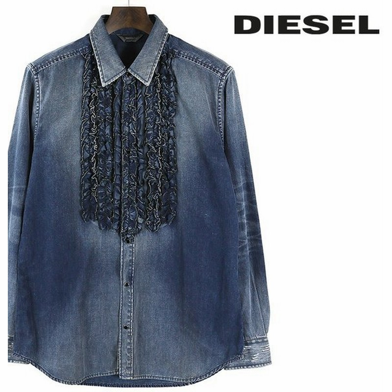 ディーゼル Diesel デニムシャツ メンズ ヴィンテージダメージ加工 フリル装飾 長袖 Solange 通販 Lineポイント最大0 5 Get Lineショッピング
