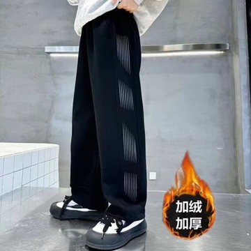 秋冬季中大童秋款加厚保暖運動衛褲男孩闊腿褲兒童裝男童加絨褲子