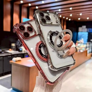四角氣囊防摔殼 iPhone 17 16 手機殼 15 14 13 12 11 Pro max 超薄磁吸支架 自帶鏡頭膜