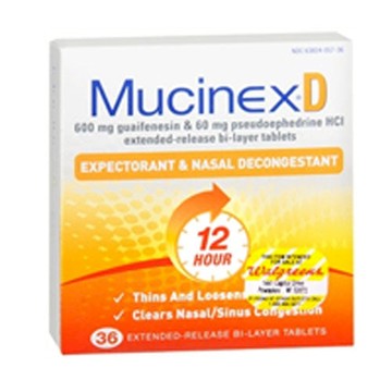 Mucinex D Expectorant And Nasal Decongestant 36 tabs by Mucinex