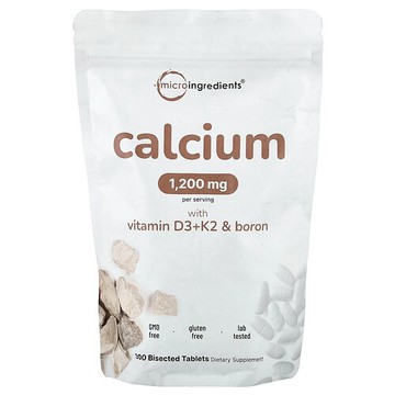 Micro Ingredients, 鈣片，含維生素 D3 + K2 和硼，300 片刻痕片