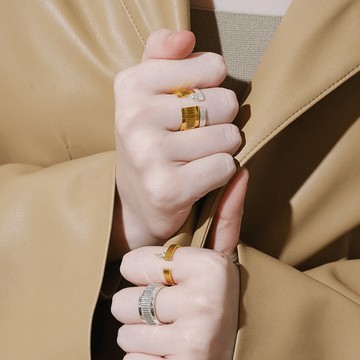 LESIS｜Carved Shine Ring 水滴鑽壓紋戒指 - US#7